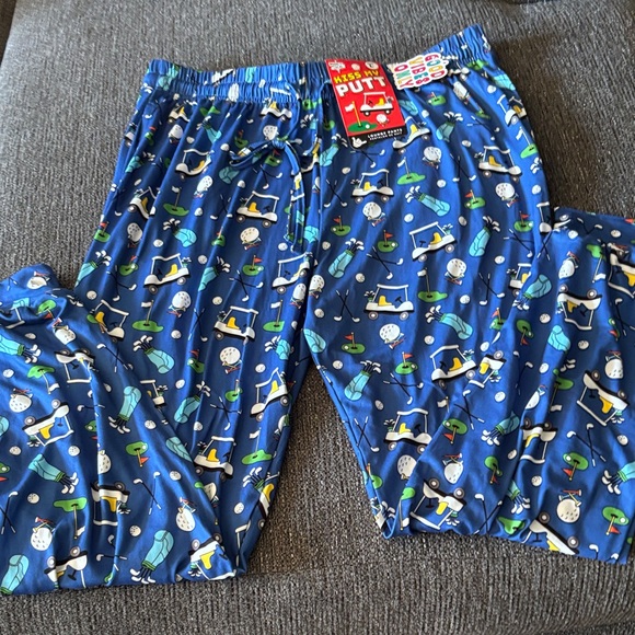 Men's Blue Golf-Themed Lounge Pants - Picture 1 of 9